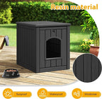 Cat Litter Box Enclosure, Multi-Functional Enclosed Cat Litter Box Furniture, Outdoor Cat House Weatherproof, Openable Front Door & Raised Floor, Easy to Clean & Assemble, Black
