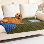 Smiry Waterproof Reversible Pet Couch Covers for Dogs | Pet Friendly, Soft Fabric, Washable Sofa Furniture Protector for Dogs Cat Kids, Checkered (30"x70", Green/Navy)