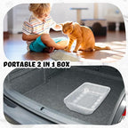 Tessco for you 30 Pack Disposable Cat Litter Boxes, Plastic Leakproof Litter Trays for Cats, Disposable Travel or Temporary Litters Pan for Kittens and Small Pets, 16.7 x 10.5 x 3.4 Inch(Clear)