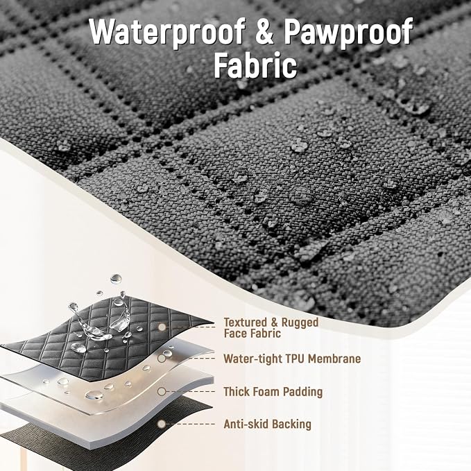 Dog Car Seat Cover for Back Seat, Heavy Duty Nonslip Car Seat Protector for Child Car Seat, Waterproof Bench Seat Cover for Dogs and Kids, Compatible with Armrest, Fits Sedan (Black)