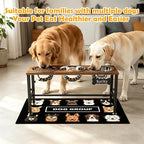 ADENGL Triple Elevated Dog Bowls Stand for Multiple Dogs, 3 Height Adjustable Raised Dog Bowl Stand with 3 Stainless Steel 1700ml(58oz) Bowls & Wood Tray & Mat