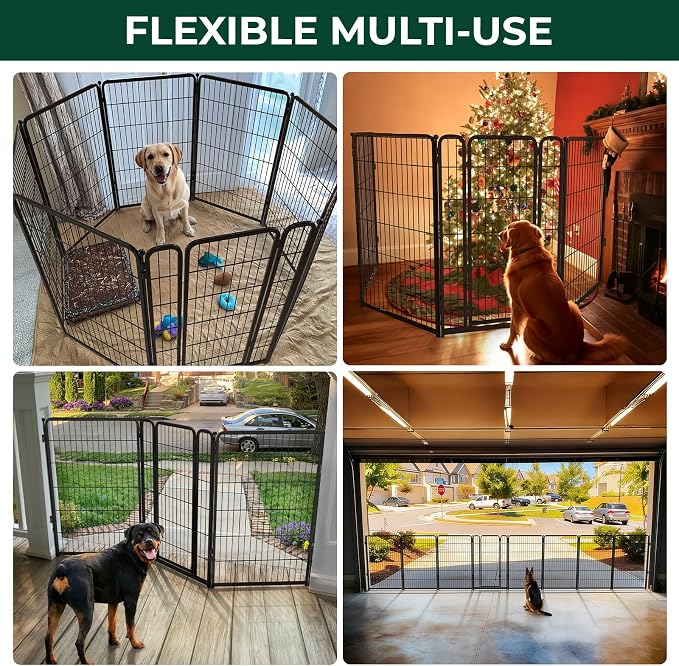 FXW Dog Gate, Extra Wide Adjustable for Openings Up to 111", 45" H | Flexible Space Control, Easy Walk-Through Access, 3 Panels + 1 Gate, For Large Dogs, Garage Use