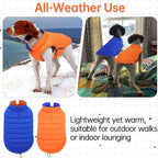 Lelepet Reversible Dog Coat Windproof Dog Puffer Jacket Lightweight Vest | Soft Puffer Vest Warm Winter Coats for Medium Dogs Adjustbale Hook & Loop Pet Apparel with Leash Hole, French Bulldog, Orange