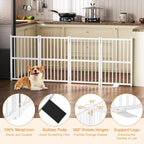 Snughome Dog Gate Indoor, 23.62" H Freestanding Short Dog Door Gates with Support Feet, Expands Up to 63.78’’ Wide Foldable Pet Gates for Doorways, 4 Panel Folding Pet Door Pet Fence for Puppy, White