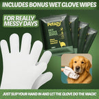 Pet Wipes for Dogs and Cats – 400 Count (8x8in) Hypoallergenic, Deodorizing Dog Wipes for Paws, Ears and Butt | XL with Aloe & Coconut Oil, Lavender Scented | Includes 4 Grooming Glove Wipes