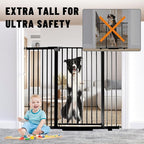 Rgqphantom 41" Tall Safety Pet Gate,Adjustable 30.5"-43" Wide (Black) | Auto Close Cat Gate Suitable for Stairs,Doorways,White, Pet Safety Barrier
