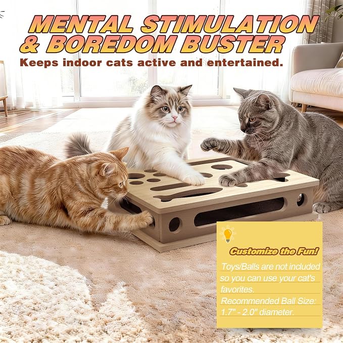 Cat Scratch Puzzle Enrichment Box, Interactive Cat Puzzle Toy Box | Cat Claw Care, Cat Scratch Puzzle Box - Stress Free Alternative to Clippers & Grinders for Indoor Cats, No Bell Ball