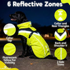 Waterproof Dog Rain Coat, Reflective Safety Strips & Leash Hole – Lightweight Adjustable Jacket for Medium Breeds - M, Yellow