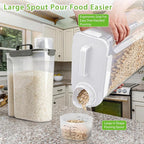 Viretec Rice Storage Container, 15 to 20lb Dry Food Airtight Dispenser, Pet Dog Cat Food Canister, BPA Free Clear Plastic Kitchen and Pantry Organization Bin for Oatmeal, Cereal, Pasta, Flour White