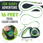 Mighty Paw Retractable Dog Leash 2.0, 16 Ft, for Medium Dogs, Heavy Duty | Reflective Nylon Tape, Tangle-Free Swivel Clip, One-Touch Quick-Lock Brake, Reflective Ring, Anti-Slip Handle