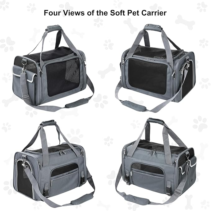 EliteField Deluxe Soft Pet Carrier for Cats and Dogs (3-Year Warranty) | Airline Approved, Waterproof Fabric, Scratch-Resistant Mesh, Expandable Mat, Built-In Leash, Suitcase Sleeve, Seat Belt Loops