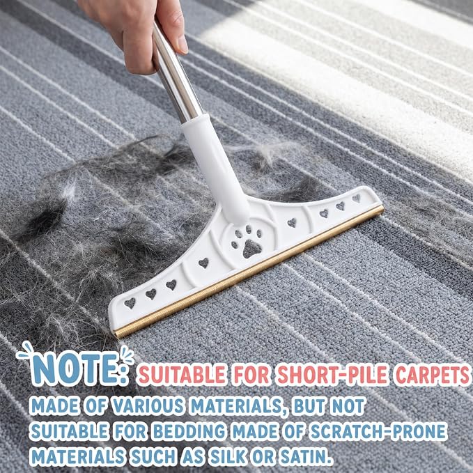 3 Pcs Pet Hair Removal Tool Adjustable Carpet rake & Lint Roller & Dustpan | 55'' Adjustable Long Handle Carpet Rake Large Lint Roller & Dustpan Pet Hair Remover for Rugs, Mats, Couch, Furniture