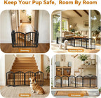 SNUOWU 16 Inch Full Metal Freestanding Short Dog Gate for Small Dogs, Foldable 6-Panel Pet Barrier, Expands Up to 72" Wide, Indoor Safety Fence for Doorway, Home & Stairs, Black
