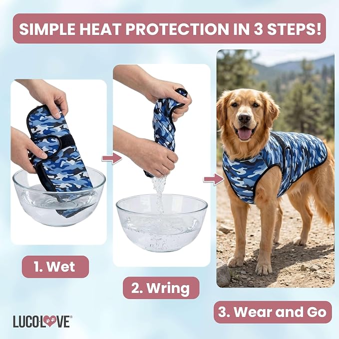 Dog Cooling Vest, 2-Layer Microfiber Cooling Jacket, Blue, 2XL | Longer cooling duration, balanced comfort, UV protection, soft double-layer microfiber fabric, sizes to suit most dogs