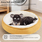 Love's cabin Round Donut Cat and Dog Cushion Bed, 24in Pet Bed for Small or Medium Dogs, Anti-Slip & Water-Resistant Bottom, Soft Durable Fabric Pet Beds, Washable Calming Cat Bed Yellow