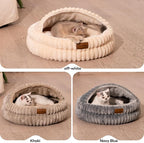 CHEERPALS Cat Cave Bed for Indoor Cats, Washable Covered Cat Bed Hooded Kitty Bed Soft Fluffy Pet Bed for Puppy and Small Dog(Dark Blue)