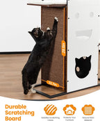 Wood Modern Cat Tree Tower, 84 Inch XL Tall Indoor Large Cat Condo | Heavy Duty XL Stable Wooden Cat Condo House Furniture with Multi-Level Spacious Perch Scratching Board Soft Washable Pads