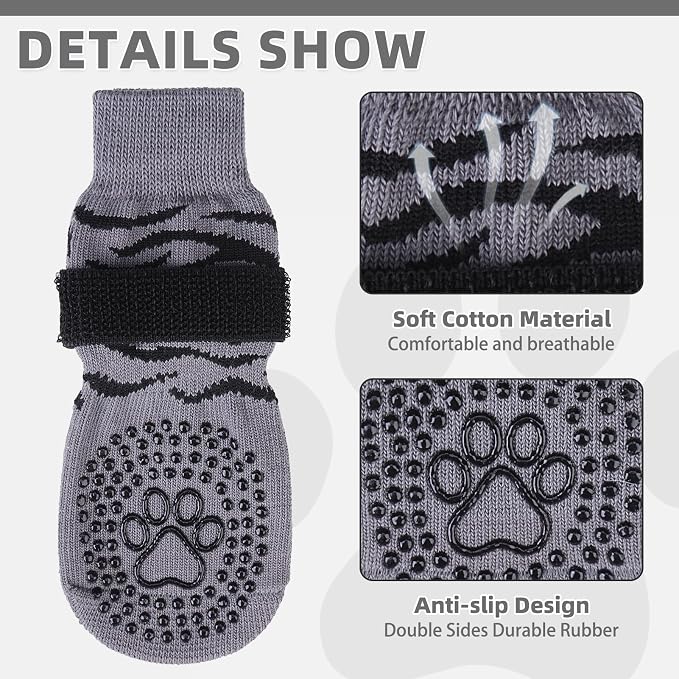 KOOLTAIL Dog Socks for Hot/Cold Pavement to Prevent Licking Paws,Dog Boots&Paw Protector for Hardwood Floors Anti Slip,Traction Control No Twist Grip Booties for Small Medium Large Senior Dogs SM