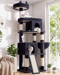 Globlazer Heavy Duty Cat Trees for Large Cats, Sturdy 72in Maine Coon Cat Tree for Large Cats 20 lbs+ Heavy Duty Cat Tower for Adult Biggest Cat with 6 Scratching Posts, Hammock, S72, Smoky Gray