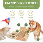 3-in-1 Cat Scratcher Toy ；with 1.96in Catnip Balls Windmill Turntable 、0.78in Catnip Balls for cat Ball Track and cat Feather Toy