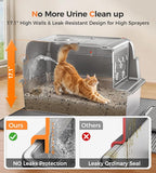 CATLIKE 2026 Upgrade 152L XXXL Stainless Steel Cat Litter Box - 3-Layer Urine Leak-Proof, Enclosed Design w/Charcoal Filter for Maine Coon & Multi-Cat Homes, Includes Metal Scoop & Mat