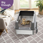 Extra Large XXL Stainless Steel Cat Litter Box with Lid, 26" L x 18" W x 12" H Metal Litter Box with High Sides for Big Cats & Multiple Cats, Never Absorbs Odors, Anti-Urine Leakage, Easy Cleaning