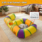 Cat Tunnel for Indoor Cats 6-Shaped, Collapsible Cat Playhouse Pet Play Tunnel Tube Maze with Hanging Pom-Poms and Interactive Hole for Kitten, Kitty, Puppy, Rabbits, Ferret, Guinea Pig