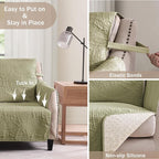 Quilted Recliner Chair Covers, Soft Lazy Boy Chair Covers, Water-Repellent Large Recliner Covers, Pet Friendly Chair Cover for Dogs, Washable Furniture Sofa Cover (Recliner 30", Sage Green)