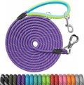 NTR Dog Rope Leash, 30FT Recall Training Lead, with 2 Swivel Hooks, Reflective Threads and Soft Rubber Handle, Puppy Leash for Walking, Hunting, Camping for Small Medium and Large Dogs-Purple
