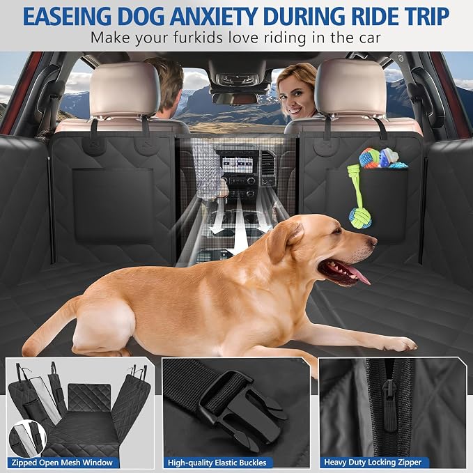 Btefd XL Hard Bottom Dog Seat Cover for Dogs for Full-Size Crew Cab Trucks | Back Seat Pet Hammock for F150, RAM1500, Sierra, Tundra, Silverado, Titan, Holds 420lbs, 45% Extender Space, Waterproof