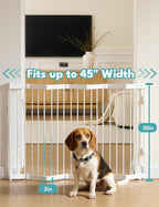 No Pawblems Retractable Safety Gate, Metal Adjustable Dog Gate for Doorways, Stairs & Hallways, Expands to 45" Wide, Auto Retract Design, No Bottom Bar, White