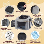 DaisyInner Dog Basket for Bike, Expandable Pet Carrier with Cooling Mat for Bicycle Handlebar, 2 Mesh Doors, Reflective Strips, Soft-Sided Travel Bag for Small & Medium Pet up to 8 kg(Gray)