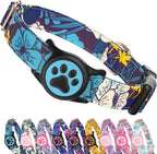 Airtag Dog Collar,with Waterproof airtag Holder，Original Stylish Cute Pattern Design.QR Code ID Buckle，Comfortable Soft Cotton for Small Medium Large Dogs