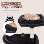 SHA CERLIN 82 inch Cat Tree Tower, Multi-Level Cat Condo with Plush Perches, Sisal Scratching Posts, Hammock and Toys, Stable Cat Tower for Kittens and Adult Cats, Dark Grey