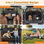 URPOWER 4 in 1 Dog Car Seat Cover for Back Seat, Waterproof Hammock | Mesh Window, Side Flaps, 600D Oxford, Scratch Resistant, Non-Slip, Easy Install, Machine Washable, Dog Seat Belt Included