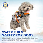 Dog Life Jacket — Premium Swim Vest with SafeChin Anti-Choke Collar | PAWS Aboard Grey Camo | RapidLift Rescue Handle, D-Ring, Reflective Trim | Boating, Kayaking, Pool | XX-Small (Under 6 lbs)