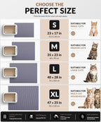 Cooyes Cat Litter Mat - Cut to Fit Any Place, 40"x28" Large Litter Trapping Mat for Litter Box, Easy to Clean, Waterproof & Non-Slip Kitty Pad, Scatter Control to Protect The Floor (Grey)