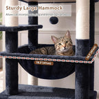 Gitelsnour Cat Tree, 78.7'' Cat Tower, 2 Big Condos for Multi Cats GCT061G | Tall Cat House Furniture for Large Cats with Hammock, Big Platform for Indoor Cats, Scratching Posts & Board , Dark Gray