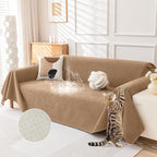 Deep Dream Cat-Scratch Resistant Couch Cover, Waterproof Sofa Cover for 3 Cushion Couch Washable, Pet Friendly Couch Protectors Anti Slip Thickened Sofa Slipcovers for Dogs Pets, 91" x 134", Brown