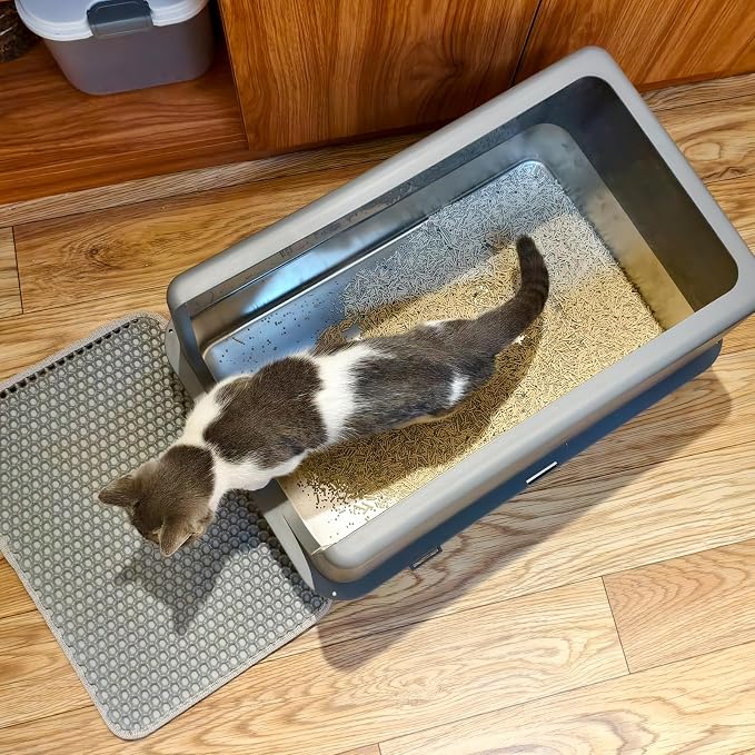 Stainless Steel Cat Litter Box with Lid,Metal Cat Litter Box,23.5x15.5x14in | Cat Litter Pan for Large Cats, Non-Sticky Large Kitty Litter Box Easy to Clean, Anti-Leakage,xxl