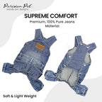 Parisian Pet Dog Overalls - Blue Denim Dog Clothes - Breathable Sling Puppy Jumpsuit - Durable and Trendy Overalls for Dogs - Comfortable Jeans Dog Clothes for Large Dogs - Classy Pet Apparel