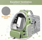 Cat Bubble Backpack Carrier, Expandable Breathable Pet Backpack for Cats Dogs Up to 20 lbs, Airline Approved Foldable Transparent Travel Carrier for Small Pets, Green