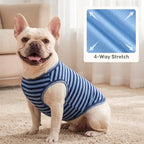 KYEESE 2Pack Dog Shirt, Soft Striped Dogs T Shirts, Lightweight Pet Tank Top, Sleeveless Dog Shirt for Small Dogs, Stretchy Comfortable Pet Vest, Dark Blue, Large