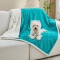 Pet Blankets for Cats - Waterproof Cat Blanket Washable - Sherpa Fleece Puppy Blanket, Soft Plush Reversible Throw Protector for Bed Couch Car Sofa, 30"X40", Teal