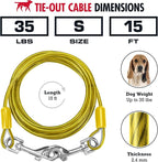 Tuff Pupper Dog Tie Out Cable, 15 ft Heavy Duty Lead for up to 35 lb Dogs | Extra-Strong Coated Steel Wire for Large Dogs; Water/Rust Resistant Yard Runner Line with 360-Degree No-Tangle Swivel Clips