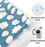 LE SURE Cute Aesthetic Dog Bed for Crate,Jacquard Thick Pet Pillow 35x22 | Shredded Chopped Foam,Modern Plush Crate Cushion Gift for Large Dog, Waterproof Washable Cover, Nonslip Bottom, Blue