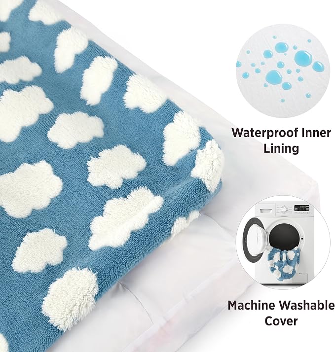 LE SURE Cute XL Dog Bed-Extra Large Thick Shredded Chopped Foam Pet Bed Indoor with Removable Washable Cover, Modern Fuzzy Plush & Anti Slip Bottom, Blue | Shredded Chopped Foam,Modern Plush Crate Cushion Gift for Extra Large Dog, Waterproof Washable C...