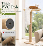 Cat Window Perch with Scratching Posts, 46-Inch Wooden Tree for Large Cats | For Big Cats & Maine Coons; Heavy-Duty Suction Cups Mounting; Spacious Wood Bed ; Drill-Free; Holds Up to 40 lbs