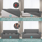YEMYHOM Couch Cover Latest Jacquard Design High Stretch Sofa Covers for 3 Cushion Couch, Pet Dog Cat Proof Slipcover Non Slip Magic Elastic Furniture Protector (Large, Dark Gray Checkered)