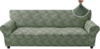 ZNSAYOTX Stretch Oversized Couch Covers for 3 Cushion Couch, 1-Piece Extra Large Sofa Cover Slipcover, Furniture Protector with Elastic Bottom Geometrical Jacquard Fabric (X-Large, Army Green)
